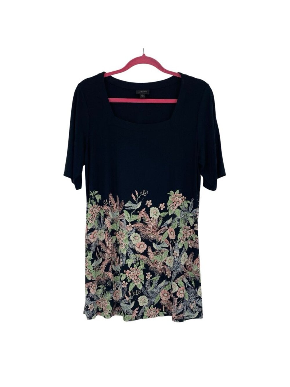 J.Jill Wearever Collection Size M Pullover Floral Print Short Sleeve Tunic Top